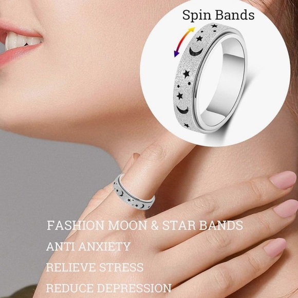 Fidget Anxiety Turning Stars and Moons Ring Size 10 rotating, turning, spinning - Picture 5 of 5